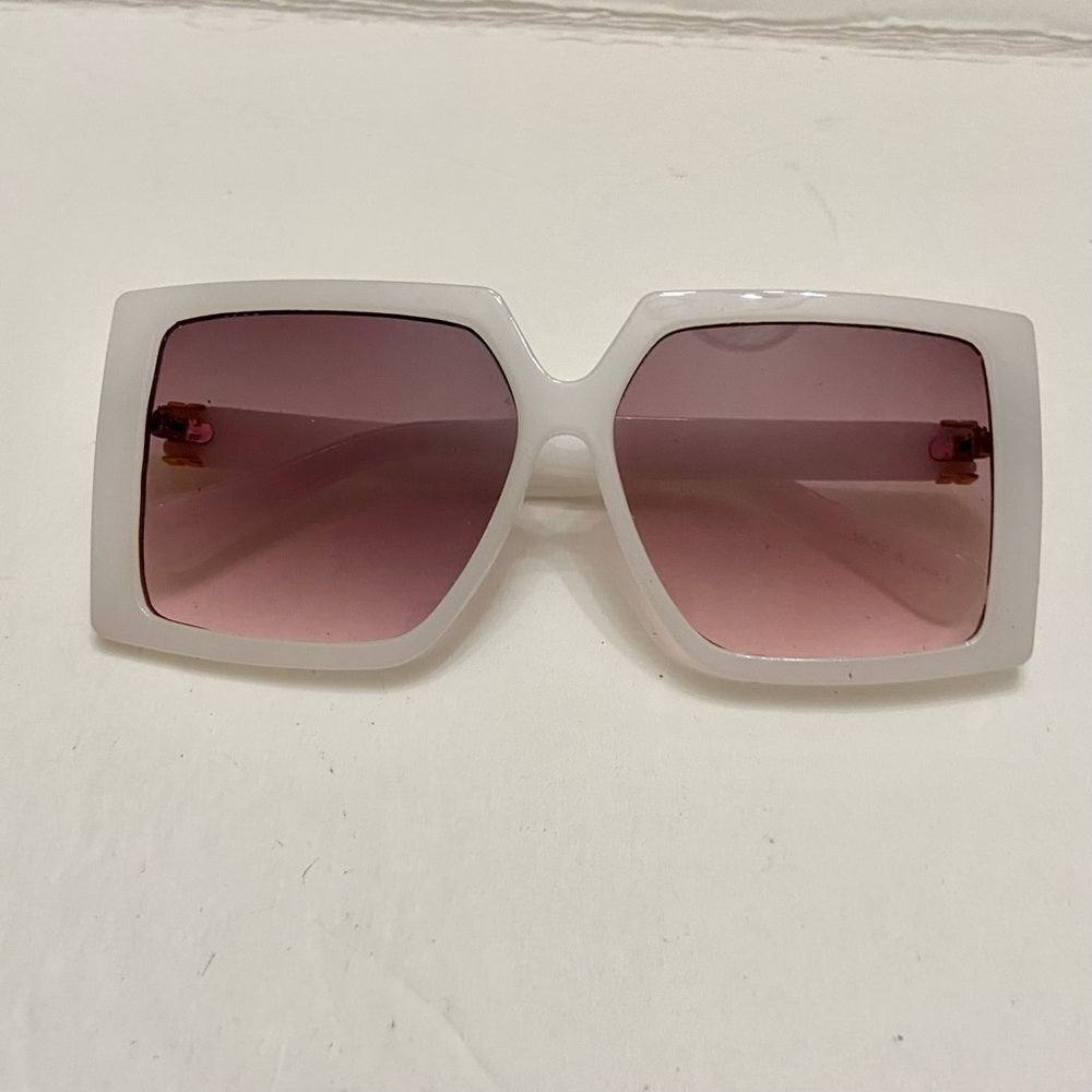 Lot of 2 Vintage Sunglasses- Squarish White and Pinkish with Rhinestones