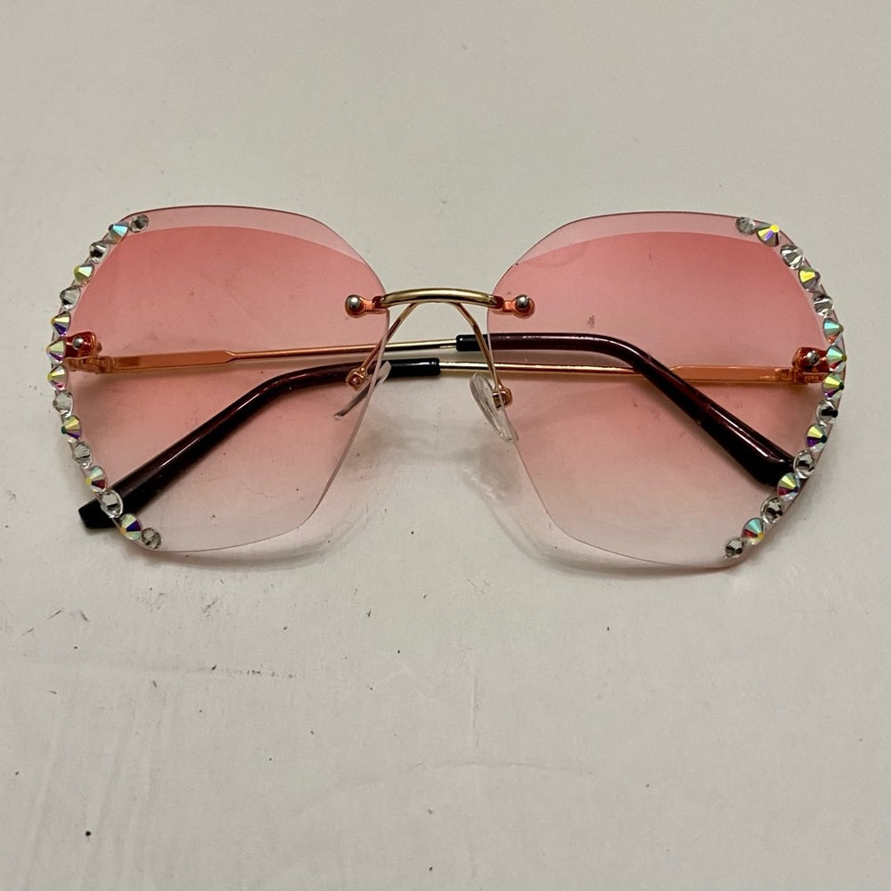 Lot of 2 Vintage Sunglasses- Queen Green Squarish and Pinkish with Rhinestones