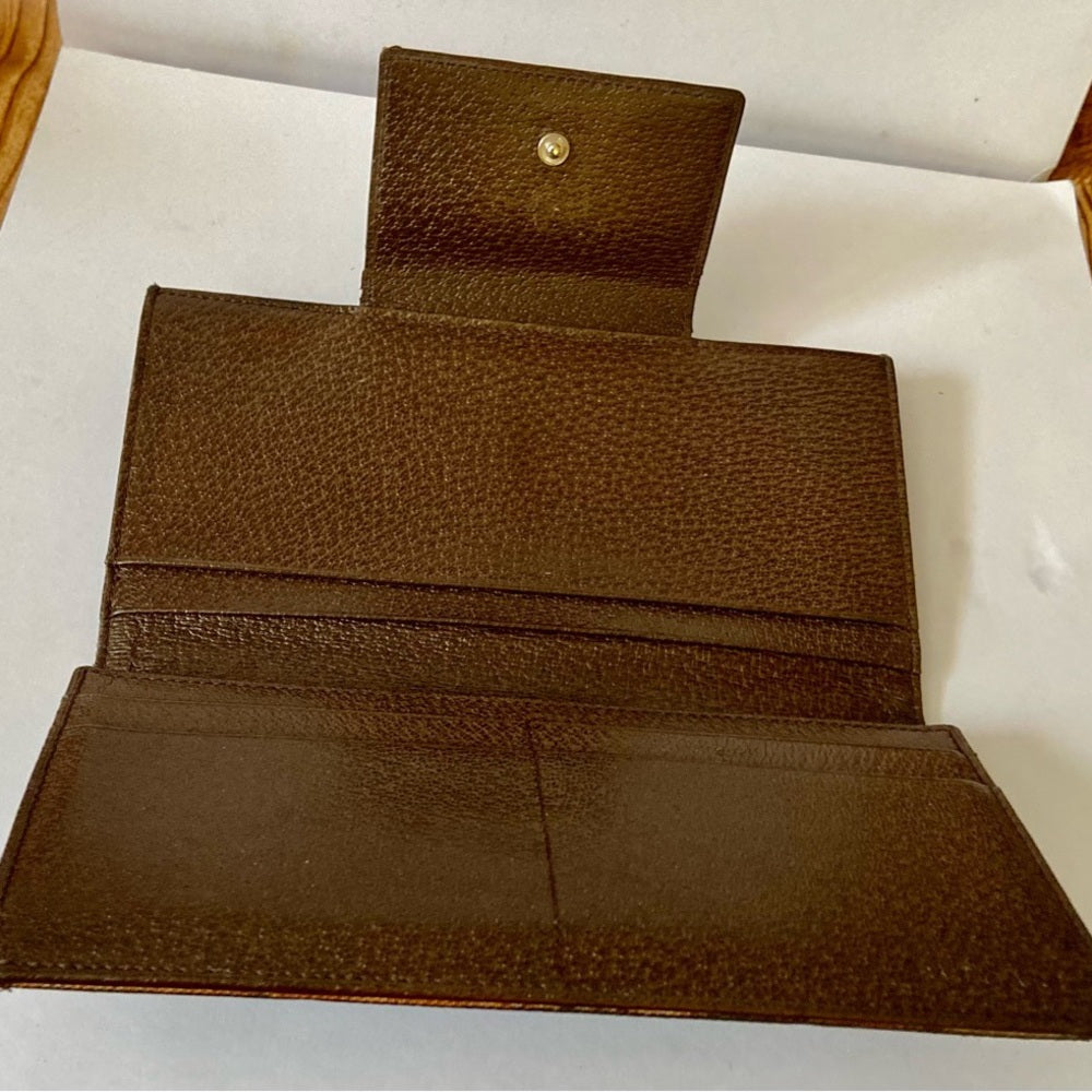 Bulgari Dark Brown Mono Canvas Trifold Long Wallet