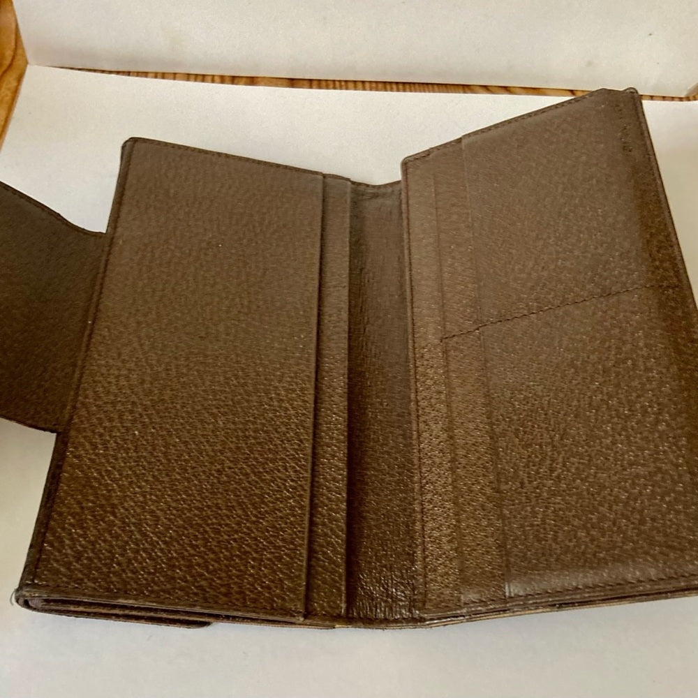 Bulgari Dark Brown Mono Canvas Trifold Long Wallet