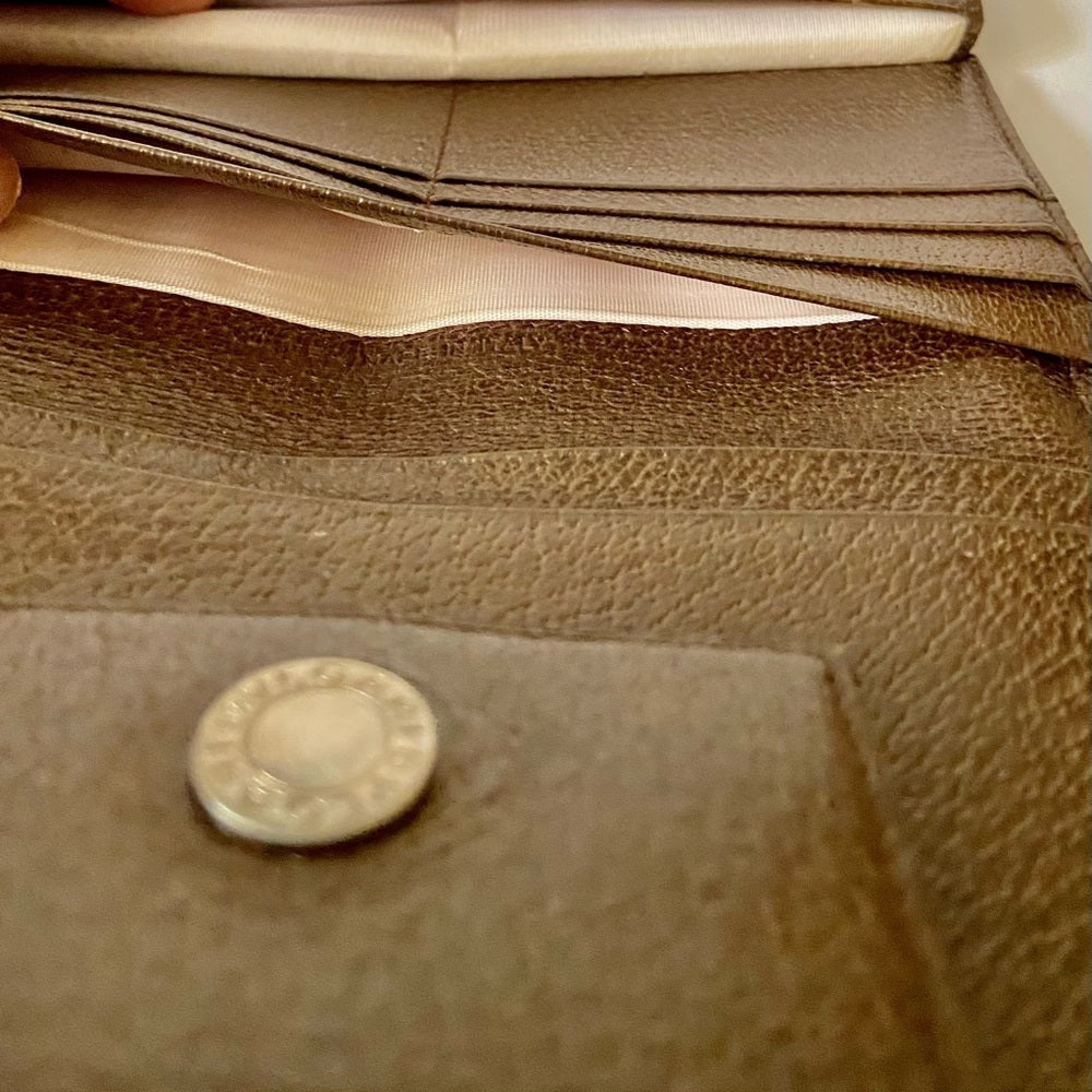 Bulgari Dark Brown Mono Canvas Trifold Long Wallet