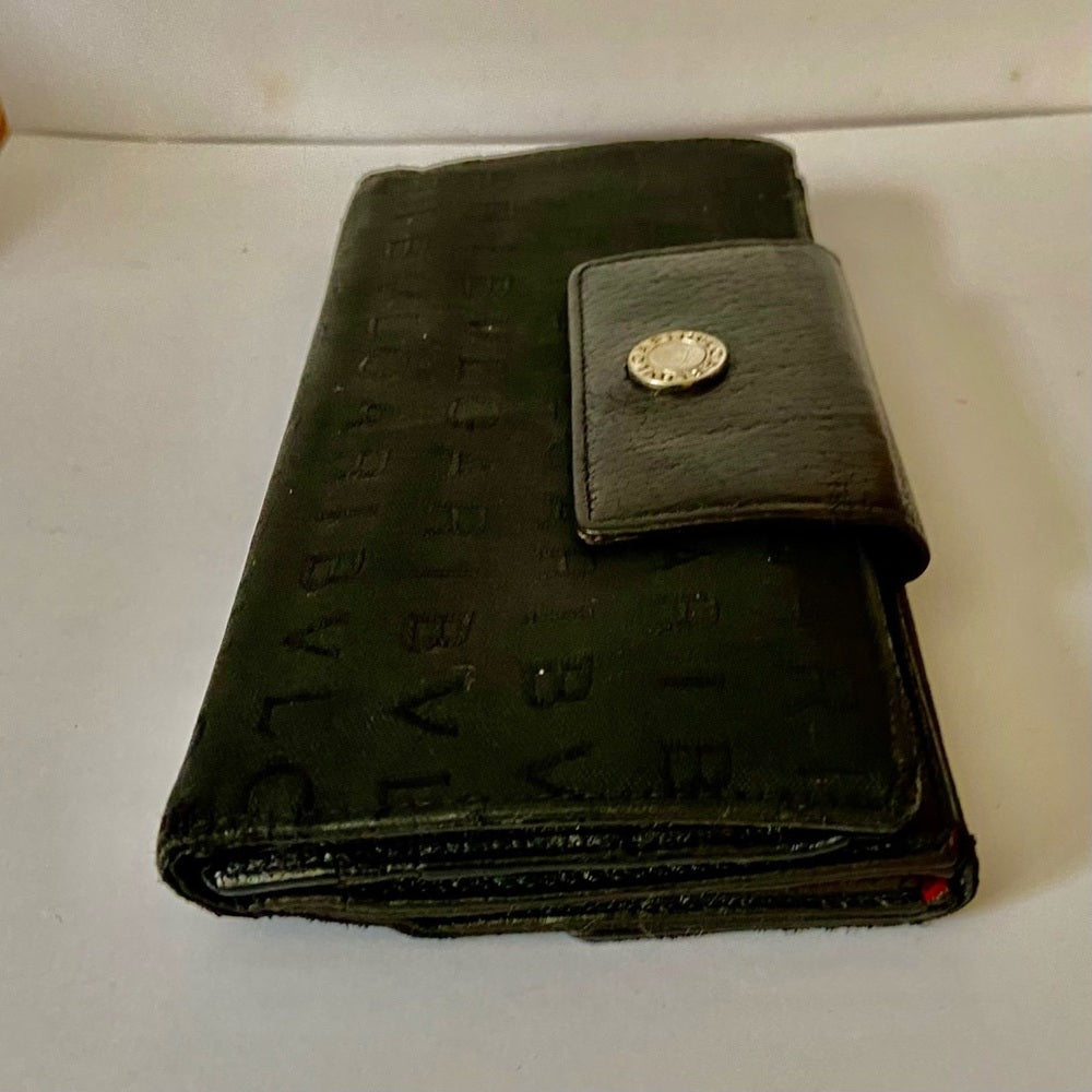 Bulgari Black Mono Coated Canvas Trifold Long Wallet