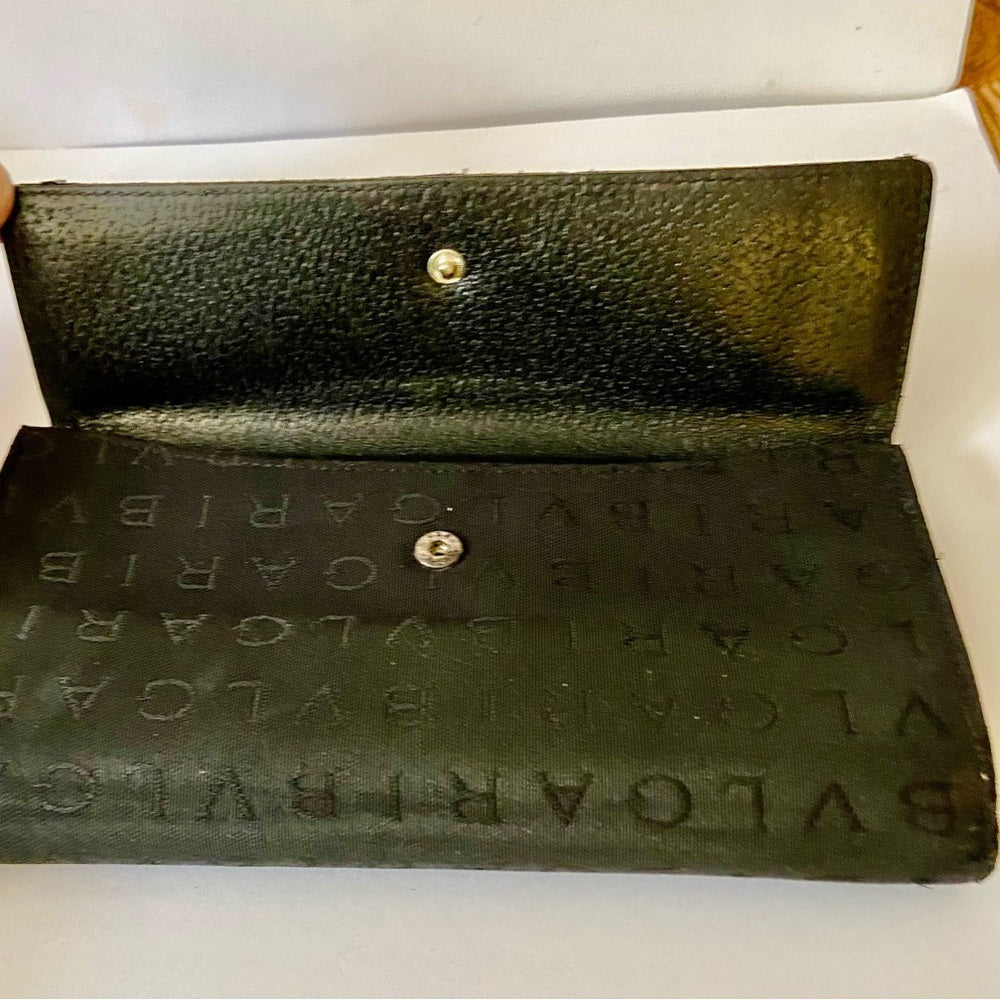 Bulgari Black Mono Coated Canvas Trifold Long Wallet