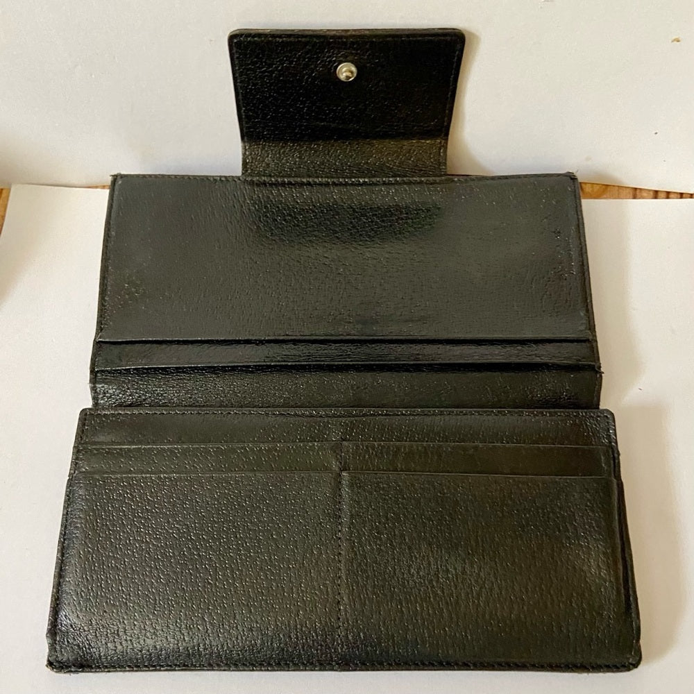 Bulgari Black Mono Coated Canvas Trifold Long Wallet
