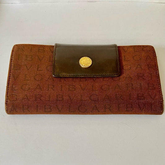 Bulgari Tan Mono Coated Canvas with Brown leather Trim