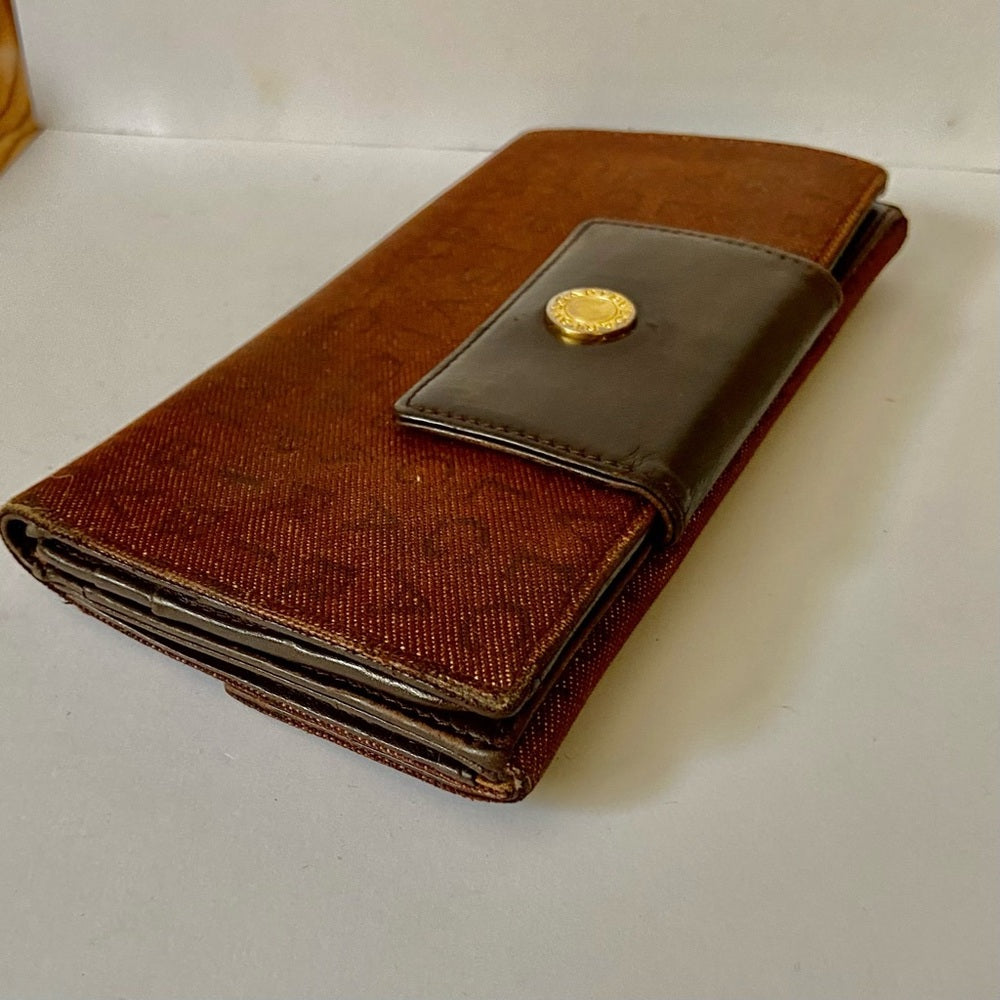 Bulgari Tan Mono Coated Canvas with Brown leather Trim