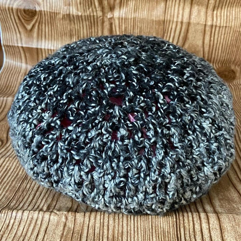 Elegant Grayish Black Beret- Cloche Beanie Hat with Rhinestones Accent