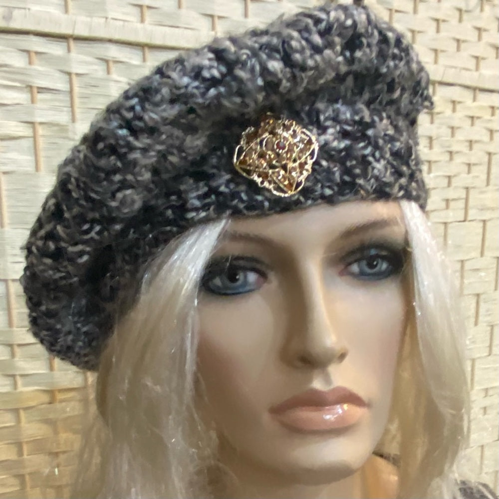 Beautiful, Aquamarine Hand Knitted Beanie Hat w/ Hand Crafted Accent